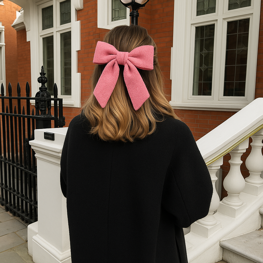 Handmade Donegal Tweed Hair Bows – Barbie Pink