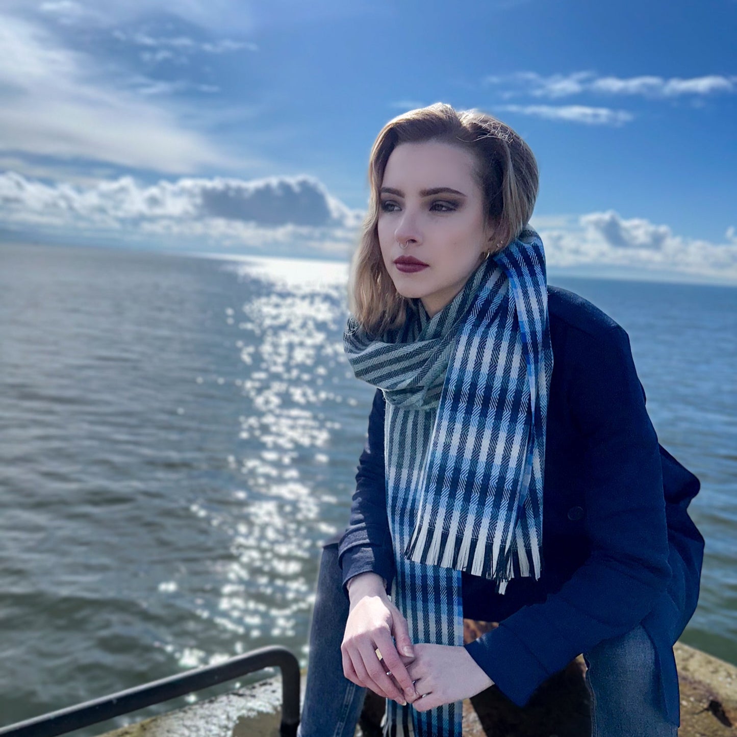 Dark Wild Atlantic Way | Donegal Tweed merino Scarf |