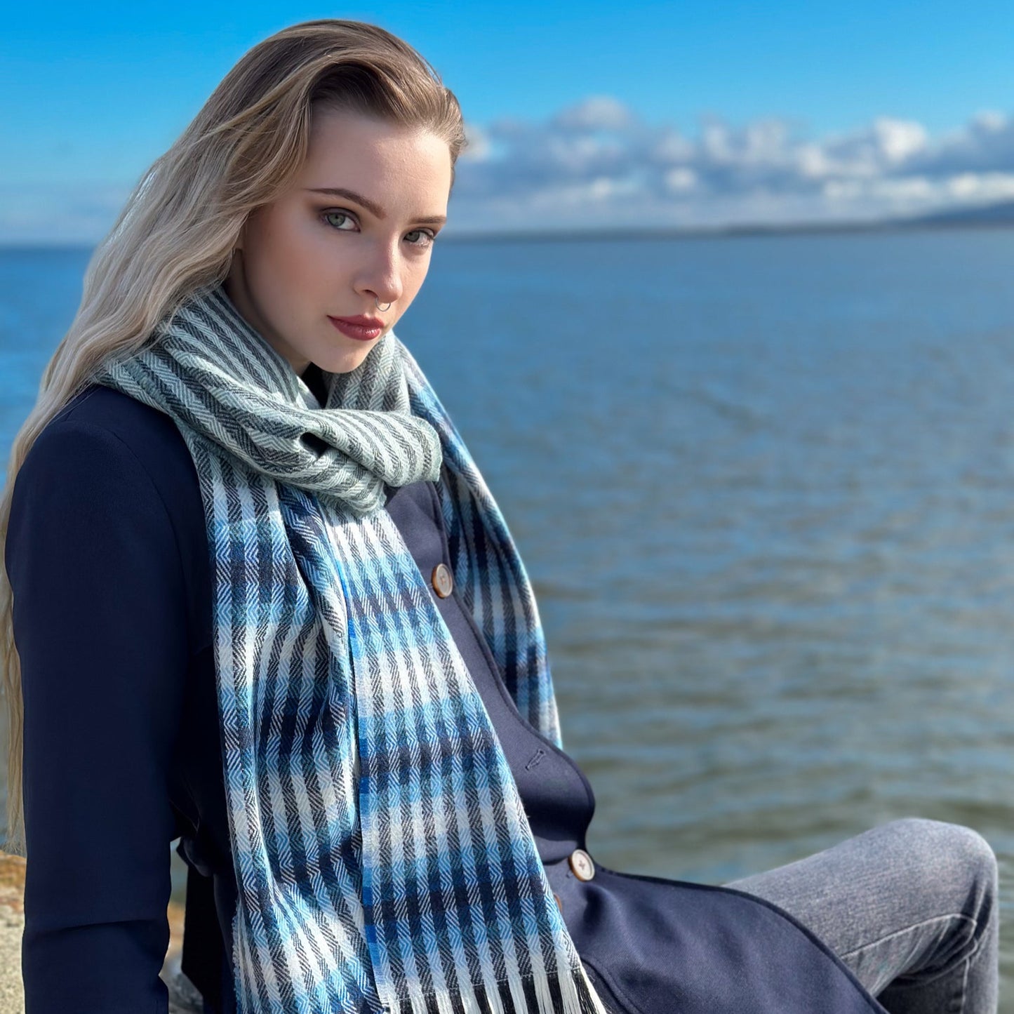 Dark Wild Atlantic Way | Donegal Tweed merino Scarf |